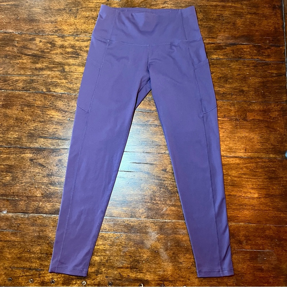 Purple High Waisted Leggings Women's M Activewear‎ Pockets Yoga Workout Casual